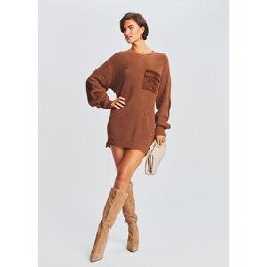 SER.O.YA  Size:S Women Knit Long Sleeve Sweater Cognac 100% Cotton E…